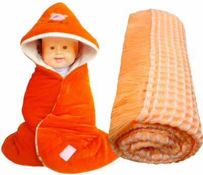 

Brandonn Printed  Hooded Baby Blanket(Polyester, Orange