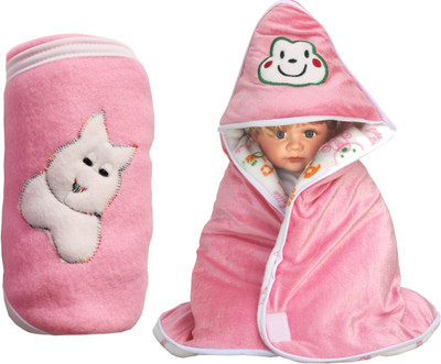 My NewBorn Cartoon  Swadding Baby Blanket(Polyester, Pink