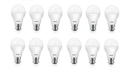 PHILIPS 7 W Basic Round B22 LED Bulb(White, Pack of 12)