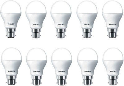 PHILIPS 7 W Basic Round B22 LED Bulb(White, Pack of 10)