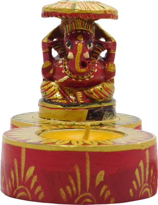 

Chave Lord Ganesha Idole Chakra Head Wooden 1 - Cup Tealight Holder Set(Multicolor, Pack of 1)