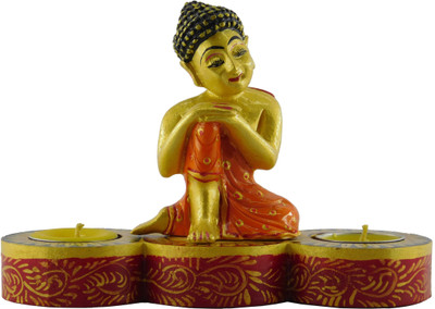 

Chave Peaceful Buddha Idole Wooden 2 - Cup Tealight Holder Set(Multicolor, Pack of 1)