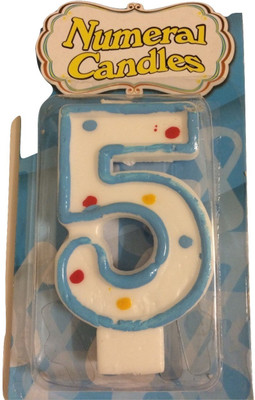 

Funcart Funcart Blue Number 5 Dotted Candle Candle(Multicolor, Pack of 1)
