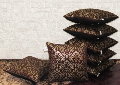 ZIKRAK EXIM Abstract Cushions Cover(Pack of 7, 40 cm*40 cm, Gold, Brown)