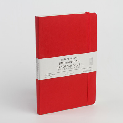 

Mypaperclip A5 Notebook(192 Checked Pages Limited Edition, Red)