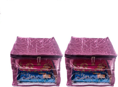 

Addyz Plain Pack of 2 Pcs Large Satin Saree Salwar Suit Kamiz Cover Storage Bag(Purple)
