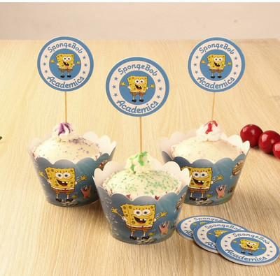 

Funcart SPONGY BOB CUPCAKE WRAPS WITH PICKS Spongy Bob paper Gift Wrapper(Mutlicolor)