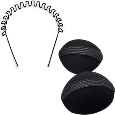 

Chanderkash Puff Bumpits and ZigZag Wave band Hair Accessory Set Hair Band(Black)