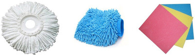 

bajrang Combo of Mop Refill(01 pc.), Wet and Dry Microfiber Glove (01 pc.) and Sponge Wipe(03 pcs.) Home Cleaning Set