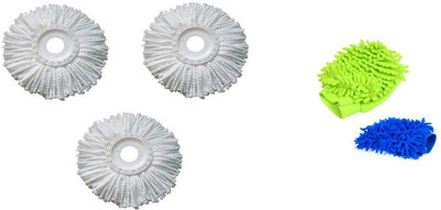 

bajrang Combo of Mop Refill(03 pcs.) and Wet and Dry Microfiber Glove (02 pcs.) Home Cleaning Set