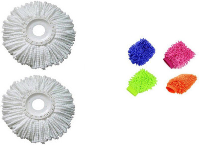 

bajrang Combo of Mop Refill(02 pcs.) and Wet and Dry Microfiber Glove (04 pcs.) Home Cleaning Set