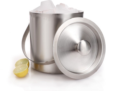 Urban Snackers Double Wall with Cover (Diameter-15.5 CM) Stainless Steel Ice Bucket(Steel)