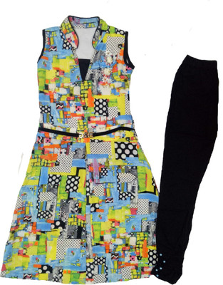 

Kid n Kids Girls Festive & Party Kurti and Legging Set(Multicolor Pack of 1, Multicolour