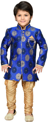 

AJ Dezines Boys Festive & Party Sherwani and Churidar Set(Blue Pack of 1