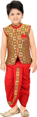 

Shree Shubh Boys Festive & Party Dhoti & Kurta Set(Multicolor Pack of 1, Red