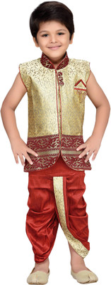 

AJ Dezines Boys Festive & Party Angarkha and Dhoti Pant(Maroon Pack of 1