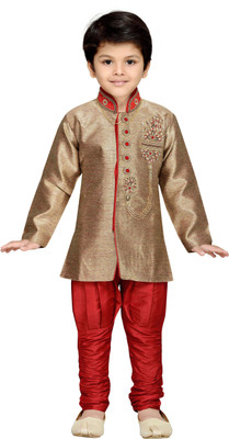

AJ Dezines Boys Sherwani and Churidar Set, Red