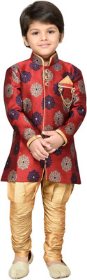 

AJ Dezines Boys Festive & Party Sherwani and Churidar Set(Red Pack of 1