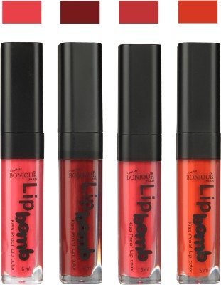Flipkart - Bonjour Paris Matte Lipstick(24 ml, Peach-Brown-Irresistble Pink-Brick Orange)