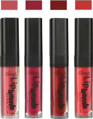 

Bonjour Paris Matte Lipstick(24 ml, Nute-Wine-Brown-Irresistble Pink)