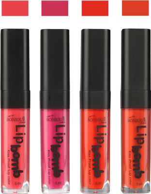 

Bonjour Paris Matte Lipstick(24 ml, Peach-Fuchsia-Fire Orange-Brick Orange)
