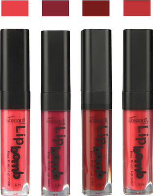 

Bonjour Paris Matte Lipstick(24 ml, Peach-Wine-Brown-Irresistble Pink)