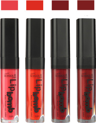 

Bonjour Paris Matte Lipstick(24 ml, Peach-Fire Orange-Mauve-Brown)