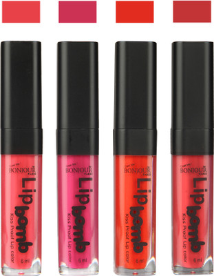 

Bonjour Paris Matte Lipstick(Peach-Fuchsia-Fire Orange-Irresistble Pink, 24 ml)