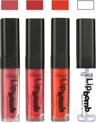 Bonjour Paris Matte Lipstick(Nute-Irresistble Pink-Brick Orange-Top Coat, 24 ml)