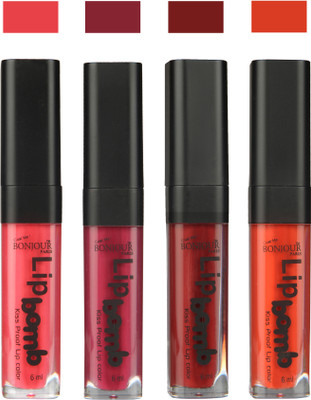 

Bonjour Paris Matte Lipstick(24 ml, Peach-Wine-Brown-Brick Orange)