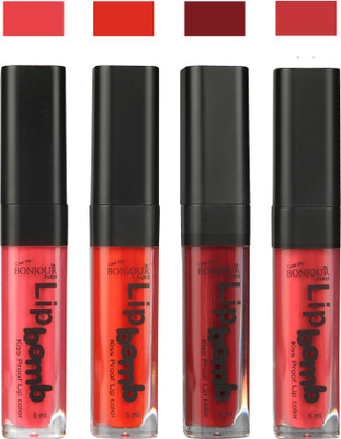 

Bonjour Paris Matte Lipstick(24 ml, Peach-Fire Orange-Mauve-Irresistble Pink)