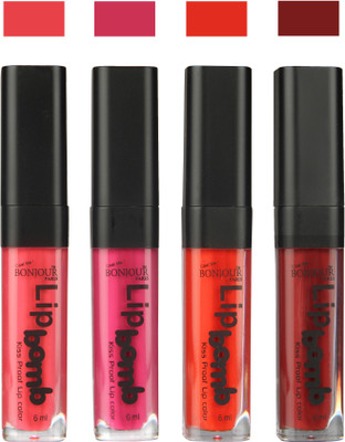 

Bonjour Paris Matte Lipstick(Peach-Fuchsia-Fire Orange-Brown, 24 ml)