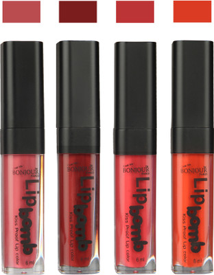 

Bonjour Paris Matte Lipstick(Nute-Brown-Irresistble Pink-Brick Orange, 24 ml)