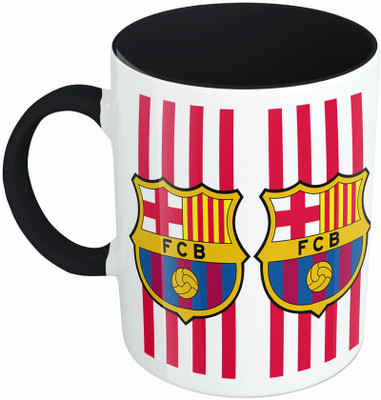 

MiiCreations Printed Two Tone Black And White Barcelona Football Ceramic Mug(325 ml), Multicolor