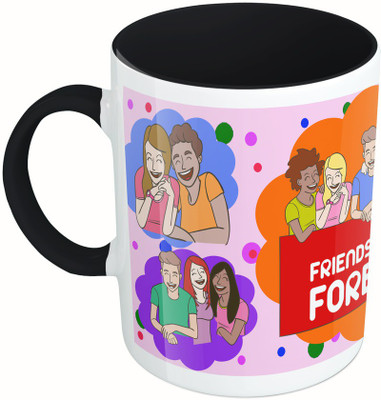 

MiiCreations Printed Two Tone Black And White Friends Forever Ceramic Mug(325 ml), Multicolor