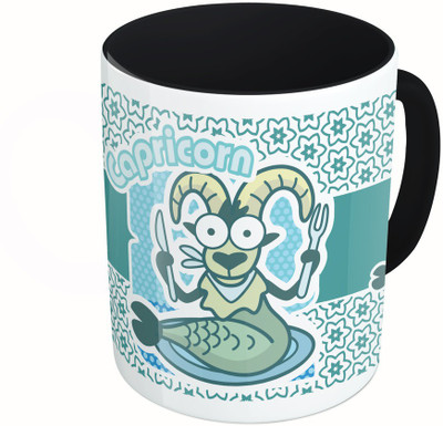 

MiiCreations Printed Two Tone Black And White Zodiac Sign Capricorn Ceramic Mug(325 ml), Multicolor