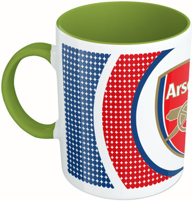 

MiiCreations Printed Two Tone Green And White Arsenal Ceramic Mug(325 ml), Multicolor