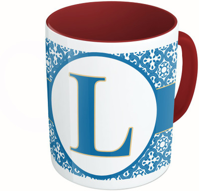 

MiiCreations Printed Two Tone Maroon And White Alphabet Letter "L" Ceramic Mug(325 ml)