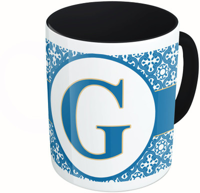 

MiiCreations Printed Two Tone Black And White Alphabet Letter "G" Ceramic Mug(325 ml), Multicolor