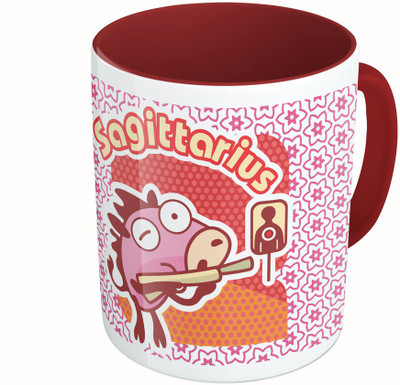 

MiiCreations Printed Two Tone Maroon And White Zodiac Sign Sagittarius Ceramic Mug(325 ml)