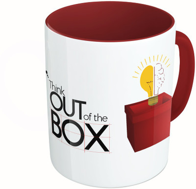 

MiiCreations Printed Two Tone Maroon And White Think Out Of The Box Ceramic Mug(325 ml)