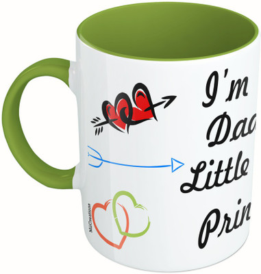 

MiiCreations Printed Two Tone Green And White I'M Daddy's Little Princess Ceramic Mug(325 ml), Multicolor