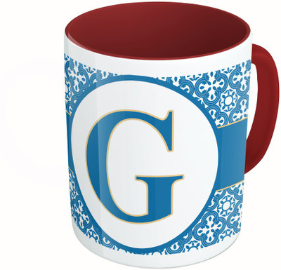 

MiiCreations Printed Two Tone Maroon And White Alphabet Letter "G" Ceramic Mug(325 ml)