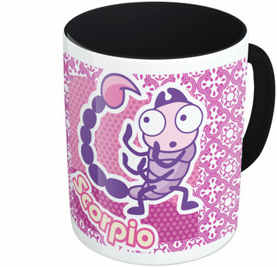 

MiiCreations Printed Two Tone Black And White Zodiac Sign Scorpio Ceramic Mug(325 ml), Multicolor