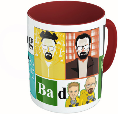 

MiiCreations Printed Two Tone Maroon And White Breaking Bad Ceramic Mug(325 ml)