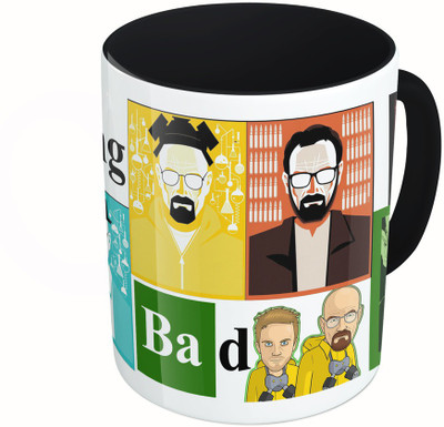 

MiiCreations Printed Two Tone Black And White Breaking Bad Ceramic Mug(325 ml), Multicolor