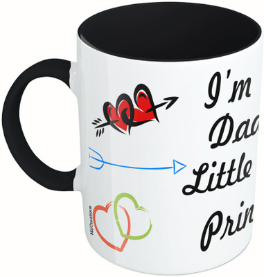 MiiCreations Printed Two Tone Black And White I'M Daddy's Little Princess Ceramic Mug(325 ml), Multicolor