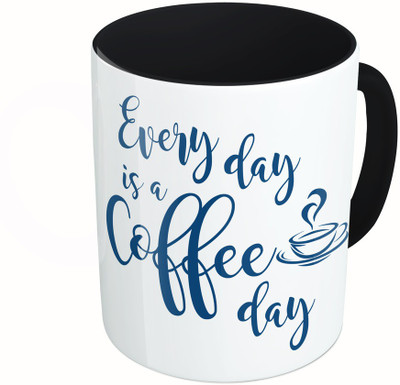 

MiiCreations Printed Two Tone Black And White Every Day Is A Coffee Day Ceramic Mug(325 ml), Multicolor