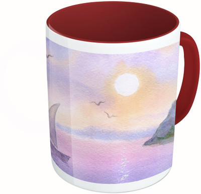 

MiiCreations Printed Two Tone Maroon And White Water Colour Painting Ceramic Mug(325 ml)