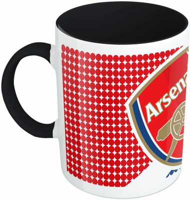 

MiiCreations Printed Two Tone Black And White Arsenal Club Ceramic Mug(325 ml), Multicolor